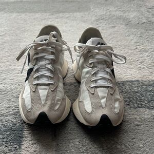 New Balance 327s, white/cream and black